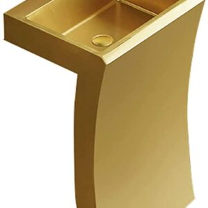 Éviers de cuisine Cuve Double Lavabo sur Pied pour Hôtel Vasque sur Pied De Cour Extérieure Monobloc Lavabo sur Pied en Acier Inoxydable Or Rose (Color : Gold, Size : 42 * 50 * 85cm)