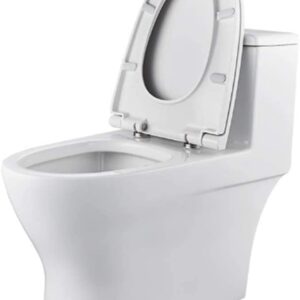 Home Equipment Toilette monobloc Petite toilette monobloc moderne avec dégagement rapide Fixation simple par le bas Couvercle de toilette en duroplastique robuste avec charnières réglables en acier