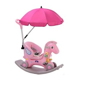 WJETYM Bébé chaise berçante enfants monter sur cheval jouet poussette avec musique bébé chaise berçante pliable quatre roues bébé poussette 3 en 1
