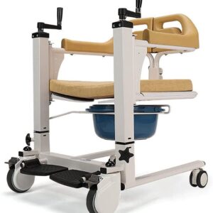 ADMLZQQ Multi-Fonction Levage Réglable Mobile Commode Fauteuil Roulant avec Siège de Toilette De Bain, Fauteuil de Soins pour Personnes âgées, Aide à la Marche