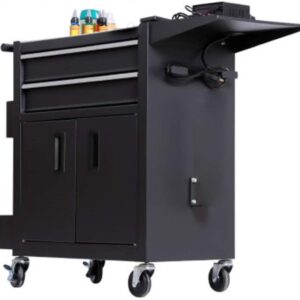 Lwieui Armoires à Outils Multifonctions Réparation Automobile Workbench Atelier Outil Tin CabinetTool Panier avec tiroir (Couleur : Black, Size : 62x33x74cm)