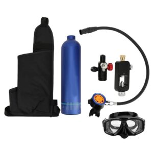 Bouteille de Plongée Bouteille de Plongée Bouteille D'oxygène Vide en Aluminium 1 L Recycleur de Cylindre de Plongée Portable avec Têtes de Soupape de Respiration Secondaire en métal pur