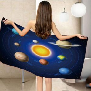 JKRFV Serviette de Plage compacte Planète de Dessin animé Les Enfant Serviette de Bain Piscine à Absorption d'eau Voyage Vacances Plage Cadeau 80 x 160 cm