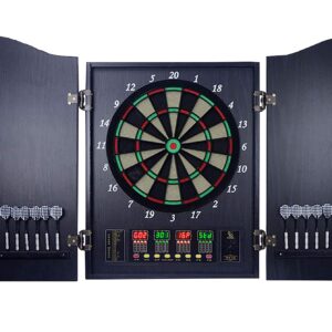 XHLLX Ensemble d'armoire de Dartboard de Pointe Souple électronique, Ensemble 18 Pouces et 243 Variations, pour 16 Joueurs Classic Door Look Correspondances Décoration Traditionnelle