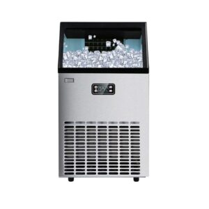 Machine À Glaçons Commerciale, Machine À Glaçons En Acier Inoxydable De 120 Lb / 24H Avec Capacité De Stockage De Glace De 33 Lb, Idéale Pour La Maison, Le Bureau, Le Restaurant, Le Bar, Le Café