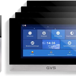GVS AVS4062U Interphone vidéo 4 fils/IP avec écran RFID, application et caméra HD 120°, ouverture de porte, mémoire 32 Go, commutateur PoE, 2 maisons de famille