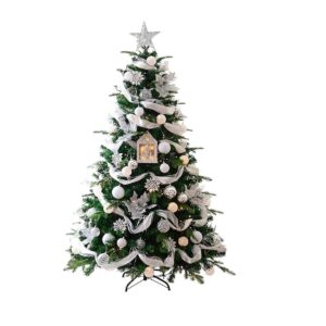 JIAWYJ XIAOJUAN Arbre de Noël Décoration pré-éclairée Artificielle LED Lumières et Support en métal Spruce Charnière Vacances intérieures Mode Flash (Taille: 6.8ft (210cm)) (Size : 5Ft(150CM))