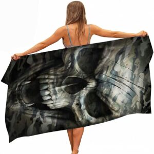 JXSMYT Serviette de plage douce avec motif tête de mort et rose, absorbante à séchage rapide, serviette de plage, serviette de bain, serviette de plage XXL (1,100 x 200 cm)