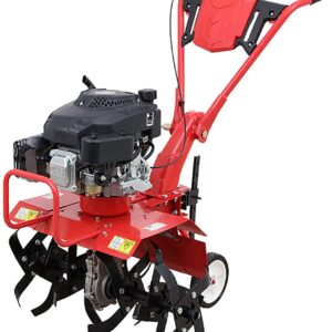 Motobineuse Thermique 4 Temps, Motoculteur À Essence, Moteur À Quatre Temps De 6,5 Chevaux, Largeur De Travail du Sol 50 Cm, Profondeur De Travail du Sol 30 Cm, Rouge