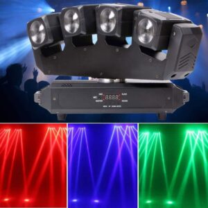 NARUJUBU 80W RGBW LED Moving Head Light à quatre têtes de faisceau Araignée lumière avec DMX Convient for Party scène Disco Bar lumières colorées scène du faisceau lumineux