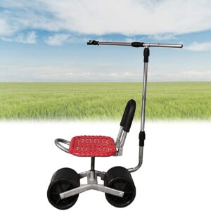 HIMNA PETTR Tabouret De Jardinage a Roulette, Siège De Jardin avec Support De Parapluie, Tabouret Jardinage Rotatif À 360 °pour Jardins, Pelouses, Fermes, Garages, Hangars,Without Umbrella