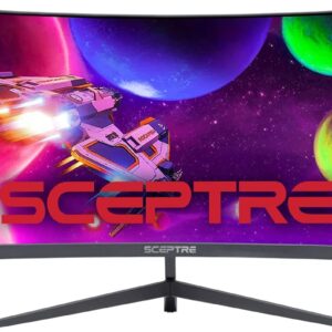 Sceptre Écran de jeu incurvé 21:9 2560 x 1080 Ultra large Ultra fin HDMI DisplayPort jusqu'à 200 Hz Haut-parleurs intégrés Noir métal (C305B-200UN1)