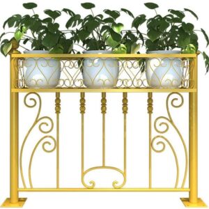 GQQ Supports À Plantes, Pot Rack Flower Stand - Rampe de Jardinage Simple Moderne Park Road Square Cafe Leisure Place Flower Stand Rampe (Or) Pots de Fleurs Décoratifs