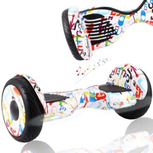 Wind Way Hoverboard 10" - Bluetooth Parleur - Moteur 700W - Vitesse Max 15KM/H - Distance Max 20KM - 4.4AH - Auto Equilibre - Cadeaux Enfants Adultes - Scooter Electrique Pas Cher - Graffiti