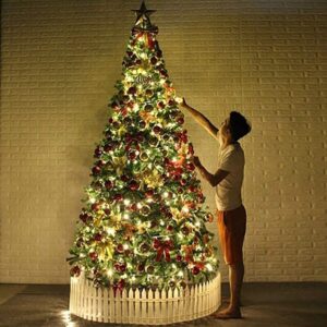 JIAWYJ XIAOJUAN Arbre de Noël pré-allumé Artificiel, avec LED Lumières et Support en métal, 4m Décoration en Plein air de décoration en métal (Taille: 9.8ft (300cm)) (Size : 13Ft(400CM))