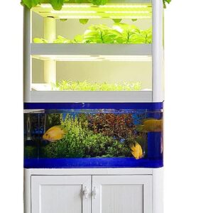 wsbdking Machine de culture de légumes intelligents, système de culture hydroponique intelligente domestique avec réservoir de poisson acrylique, automatisation cultivation de soiillère 3 couches port
