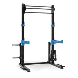 Capital Sports Amazor Eco - Demi-Rack, Safety Spotter: 400 kg Max, J-Cups: 350 kg Max, Barre de Traction: 150 kg Max, Double landmine: 30/50 mm, Acier thermolaqué