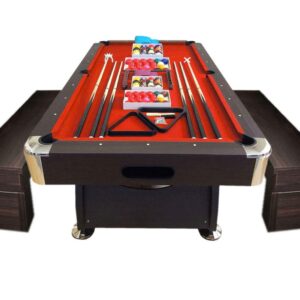 GRAFICA MA.RO SRL Billard AMERICAIN 8FT Vintage Rouge Snooker Table DE Billard + BANCS A CONTENEURS