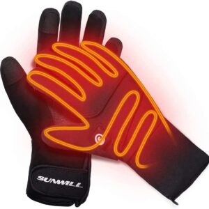Sun Will Gants Chauffants avec Batterie Rechargeable de 7.4v 2200mah Gants Hiver Hommes et Femmes pour Les Sports de Plein Air: Ski Moto Chasse Randonnée pour la Maladie de Raynaud et l'Arthrite
