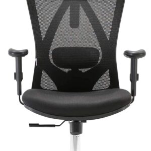 SIHOO Chaise de Bureau Ergonomique, Fauteuil de Bureau avec Support Lombaire, Appuie-tête et accoudoir réglables, Chaise de Bureau Confortable en Maille Respirante, Noir