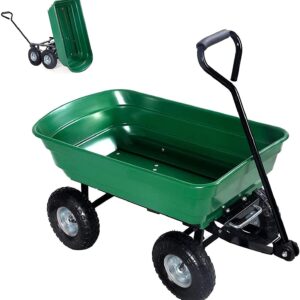 WBJLG Chariot à Benne basculante de Jardin, Chariot de Jardin Chariot à Benne basculante Utilitaire Robuste avec Cadre en Acier Robuste et pneus pneumatiques de 10"