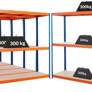 Lot de 5x rayonnage pour charges lourdes - Profondeur 60 cm - 300 kg par étagère | Mega Deal