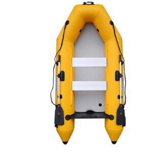 WMQ Bateau pneumatique Professionnel 230 cm, pédalo pour 2 Personnes - Bateau de Sport, Bateau à rames, Bateau pneumatique, Bateau de pêche avec 2 pagaies et Pompe à air （Jaune）