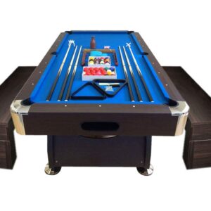 GRAFICA MA.RO SRL Billard AMERICAIN 8FT Snooker Table DE Billard Vintage Bleu + BANCS A CONTENEURS