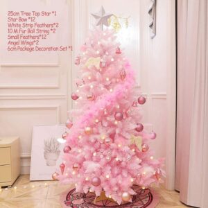 IUYJVR Arbre de Noël Artificiel Classique pré-décoré Rose, épicéa de première qualité articulé avec des lumières Multicolores pour intérieur extérieur-Rose 6,8 pi (210 cm)