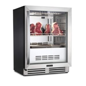 KLARSTEIN Steakhouse Pro - cave de maturation à steak, sur pied/encastrable, 1 zone, 98L, température de refroidissement: 1-25 °C, humidité: 60-85%, éclairage intérieur LED - noir