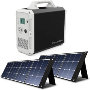 PowerOak Bluetti EB150 1500Wh Générateur Solaire Portable avec 2 Pièces Panneaux Solaires 120W Groupe Electrogene Solaire avec Prises AC/DC/USB et Batterie au Lithium pour Camping Camping-car