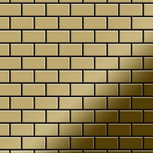 Mosaïque métal massif Carrelage Titane miroir Gold doré Grosseur 1,6mm ALLOY House-Ti-GM 0,98 m2