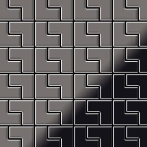 Mosaïque métal massif Carrelage Titane miroir Smoke gris foncé Grosseur 1,6mm ALLOY Kink-Ti-SM dessiné par Karim Rashid0,93 m2