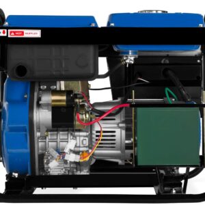EBERTH 5000 Watt Générateur diesel (Démarrage électrique, Moteur diesel 10 CV, 4 temps, Monophasé, 2x 230V, 1x 12V, voltmètre)