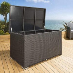 Coffre Rangement Exterieur Etanche, Style Rotin Coffre De Jardin Exterieur avec Couverture Coffre De Rangement Exterieur Jardin, Mobilier D'extérieur Balcon Convient pour Ranger Meubles Jardin
