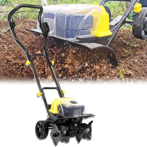 Motoculteur électrique sans fil avec roues, rotavator électrique sans fil, cultivateur électrique de jardin, houe électrique puissante pour sol de jardin pour pelouse de jardin, ameublissement du sol