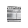 Smeg SCB92PX8 - Cuisinière (four à deux étages) - pose libre - largeur : 90 cm - profondeur : 60 cm - hauteur : 91.5 cm - avec système auto-nettoyant - acier inoxydable